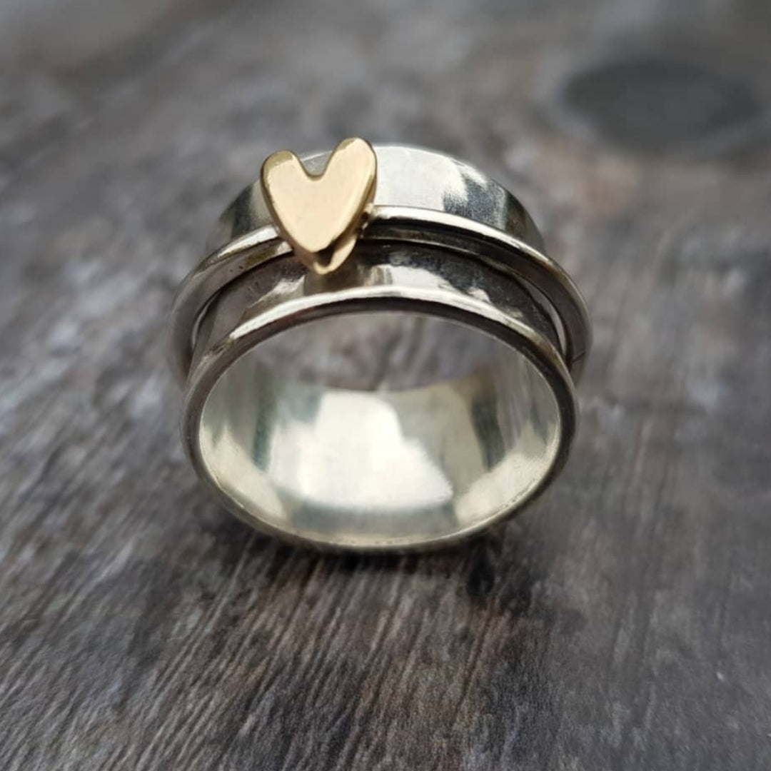 Mely - Guldhjärtat Silverring
