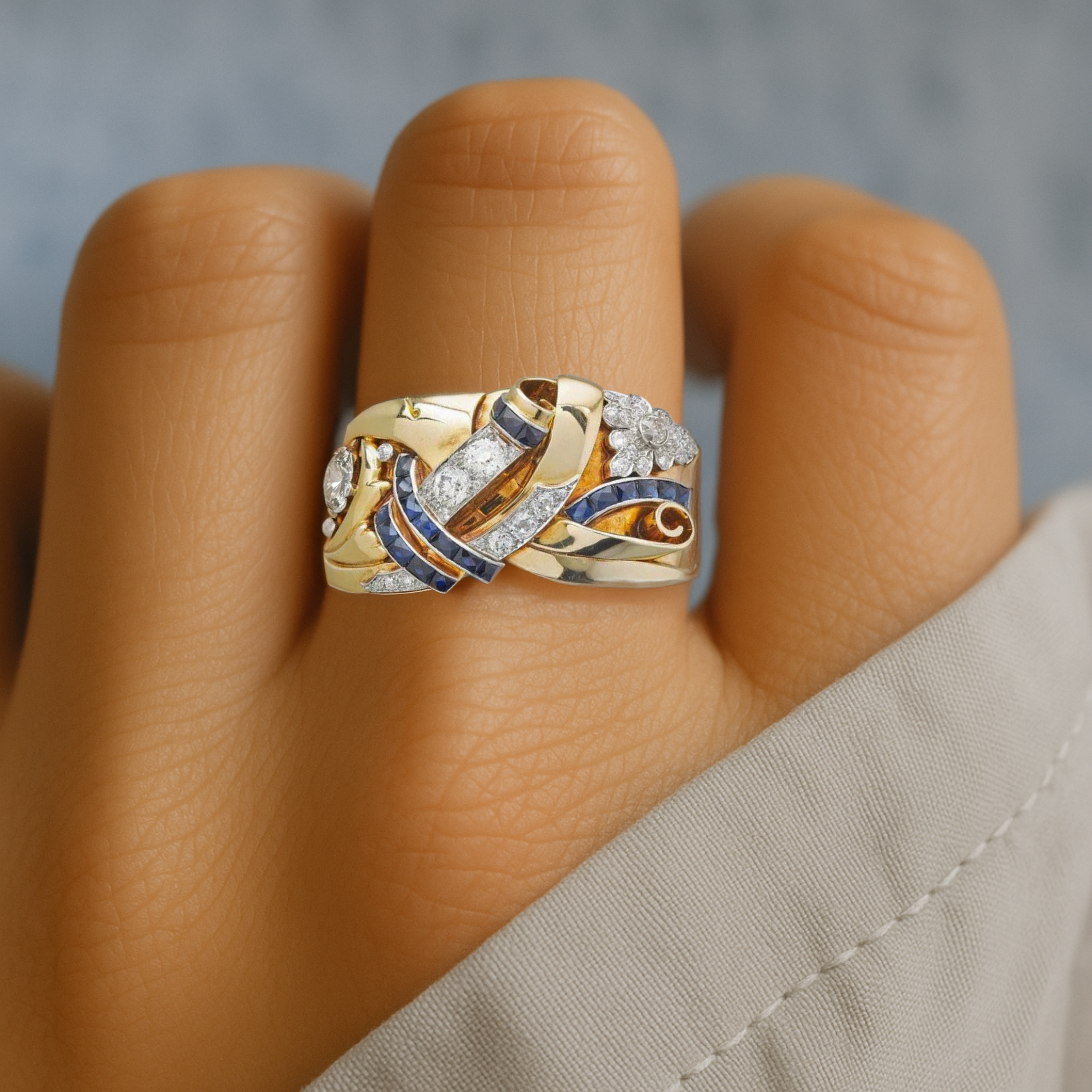Guld Vintage Zirkonia Ring