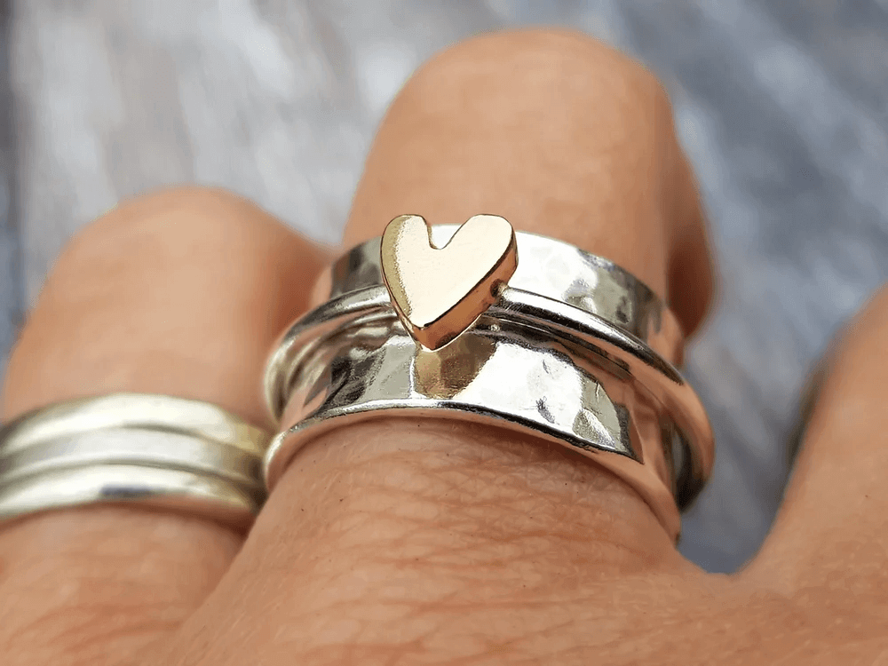 Mely - Guldhjärtat Silverring
