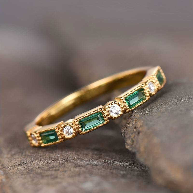Alex - Grön Inlagd Zirkonia Guld Ring