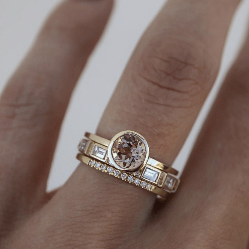 Hopp - Inlagd Kristall Guld Ring Set